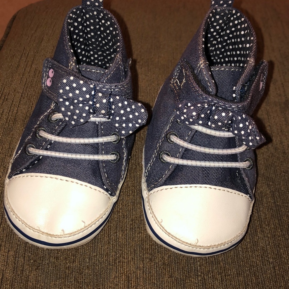 Soft soles chambray colored shoes.